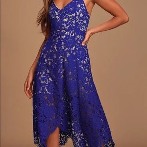 Lulus One Wish Royal Blue Lace Midi Dress